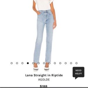 NWOT Agolde Lana Straight Jeans (size 27)